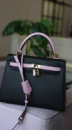 Hermes Kelly black/pink Натуральна шкіра