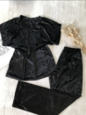 Піжама жіноча велюрова футболка  і штанами, черная