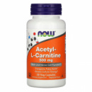 Ацетил-L-Карнитин, Acetyl-L-Carnitine, Now Foods, 500 мг, 50 вегетарианских капсул