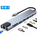 Хаб концентратор 8 до 1 USB Type-C перехідник HDMI SD TF RJ45