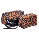 Набор велюровых женских косметичек для дома 2 (шт) косметичка дорожная в сумку для косметики, макияжа, лекарств, кистей Леопард HP-16-2K