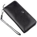 Шкіряний жіночий клатч на блискавки 718933 Чорний