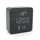 Електронний годинник VST-872S Wooden (Black), з датчиком температури та вологості, будильник, живлення від кабелю USB, White Light