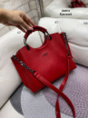 Червона — ZARA — стильна сумка на три відділення — фурнітура чорна — топ продажів (2049-4)