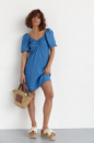 Плаття міні з рукавами-ліхтариками SOBE — синій колір, L (є розміри)