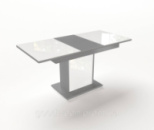 Стол обеденный раскладной Fusion furniture Бостон Серый/Стекло белое
