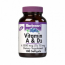 Витамин А и D3 10 000 IU/400 IU, Bluebonnet Nutrition, 100 желатиновых капсул