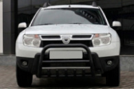 Кенгурятник без надписи QT006 Black (нерж.) для Dacia Duster 2008-2018 гг