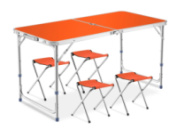 Розкладний стіл для пікніка з 4-ма стільцями алюмінієвий 120Х60Х70 см NBZ Помаранчевий