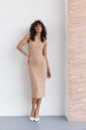 Сукня міді приталеного крою на бретелях Fame istanbul — світло-коричневий колір, S (є розміри)