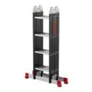 Драбина багатофункціональна трансформер 4 секції / 4 сходинки, сталевий профіль, 4450 мм, 150 кг INTERTOOL LT-0024