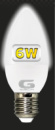 Светодиодная лампа G-TESH 6W E27 3000k свеча