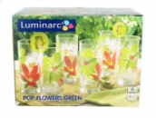 Набор стаканов высоких LUMINARC Pop Flovers Green 6 пр.