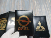 Шкіряна обкладинка для автодокументів з логотипом Opel, для прав старого і нового зразка