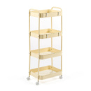 Етажерка мобільна чотириярусна універсальна з металу 45х30х103см Кремова SW-00002114