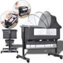 Дитяче складане ліжечко з функцією гойдання й москітною сіткою Light Grey (D508)