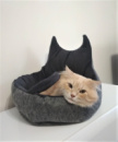 Спальное место для кота с подушкой «Корзинка» серое