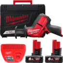 Пила шабельна акумуляторна безщіткова MILWAUKEE, M12 CHZ-602C (зарядний пристрій С12 С, 2 акумулятори М12 В6 6Аг, полотно, HDкей