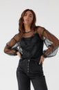 Легка блуза з прозорого фатину Paccio — чорний колір, L (є розміри)