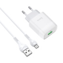 МЗП Hoco C72Q Glorious QC3.0 18W (1USB-A) + кабель USB to MicroUSB