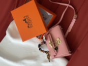 Сумка Hermes Kelly з хустинкою рожевий