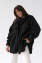 Жіночий піджак з екохутра оверсайз фасону — чорний колір, L (є розміри)