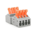 Клемма разъемная с нажимными зажимами 4-проводная  DF-2604D, 4-pin, 250V, 32A, 0.2-4.0mm2, 23.6*43.5*15mm, серая