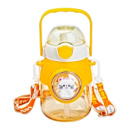 Детская бутылка для воды с трубочкой 820 мл с ремешком желтая