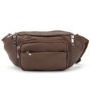 Містка шкіряна сумка на пояс коричнева 72030C