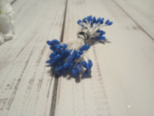 Тичинки квіткові з глітером сині 3 мм,100 тичинок в пучку