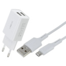 Cетевое зарядное устройство EU и кабель USB-microUSB WK WP-U56m-White 2.0A белый
