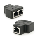 Разветвитель RJ45 8P8C мама/2 Х мама RJ45 для разветвления кабеля, экранированный, черный, Q100