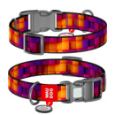 Нашийник для собак нейлоновий WAUDOG Nylon з QR паспортом, малюнок «Куби 3Д», пластиковий фастекс, S, Ш 15 мм, Дов 25-35 см