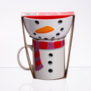 Набор фарфоровая чашка с пиалой Snowman 350 (мл) чашка на подарок новогодняя для чая и кофе CR-1-49