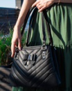 Жіноча чорна сумка з екошкіри