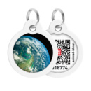 Адресник для собак і котів металевий WAUDOG Smart ID з QR паспортом, малюнок «Земля», коло, Д 30 мм