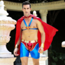 Мужской эротический костюм супермена «Готовый на всё Стив» One Size: плащ, портупея, шорты, манжеты