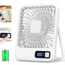 Аккумуляторный настольный мини вентилятор Desktop Stand Fan Белый, с подставкой и дисплеем, беспроводной (ST)