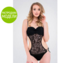 Цілісний жіночий купальник з гіпюром «Black Star»| Розпродаж моделі