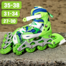 Детские роликовые коньки раздвижные ROLLER SPORT 2574 (27-30) Зеленые, колеса 70мм