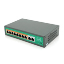 Комутатор POE SICSO 48V з 8 портами POE 100Мбит + 2 порт Ethernet (UP-Link) 100Мбит, c посиленням сигналу до 250м, корпус -метал, Silver, БП...