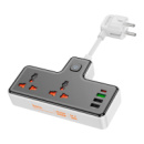 Сетевой фильтр HOCO AC12A на 2 розетки + 3 USB+ USB-C, 30W, кабель 1м, 220В, Black, Box