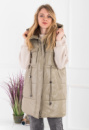 Жіночий бежевий жилет з капюшоном