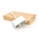 Хаб-конвертор VEGGIEG Type-C (папа) на VGA(мама) + HDMI(мама), 10 см, Silver, Box