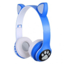 Беспроводные детские Bluetooth наушники с кошачьими ушками и цветной подсветкой Cat VZV-23M (Синие)