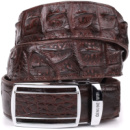 Ремінь-автомат 718235 з натуральної шкіри крокодила (каймана) Коричневий
