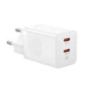 Мережевий зарядний пристрій Baseus GaN5 Pro 2 порта, Type-C + Type-C 40W Білий (CCGP180102)