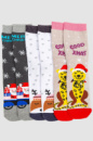 Комплект жіночих шкарпеток новорічних 3 пари, колір бежевий, білий, темно-сірий, 151R266