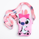 Детская силиконовая сумка Стич 13×9×2.5 (см) через плечо Розовый HP-55-5P