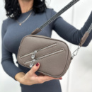 Маленька жіноча сумочка з блискавками «Look» оптом Капучіно